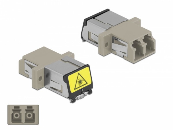 LWL Kupplung mit Laserschutzklappe LC Duplex Buchse zu LC Duplex Buchse Multimode beige, Delock® [86899]