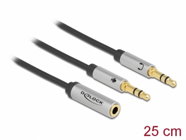 Headset Adapter 1 x 3,5 mm 4 Pin Klinkenbuchse zu 2 x 3,5 mm 3 Pin Klinkenstecker (CTIA), Delock® [66740]