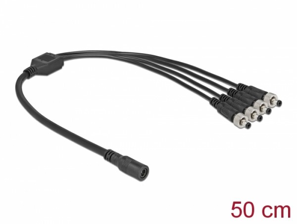 DC Verteilerkabel 5,5 x 2,1 mm 1 x Buchse zu 4 x Stecker verschraubbar, Delock® [86588]