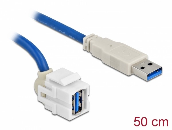 Keystone Modul USB 3.0 A Buchse 250° > USB 3.0 A Stecker mit Kabel weiß, Delock® [86871]