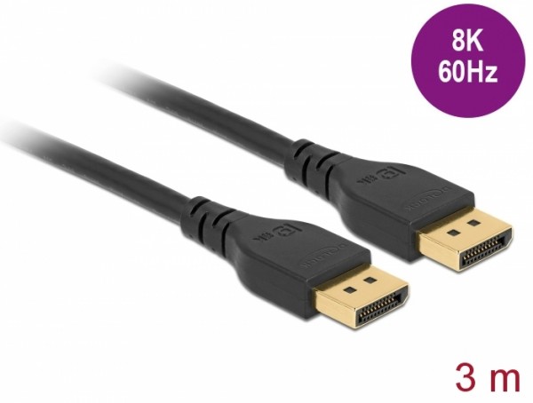 DisplayPort Kabel 8K 60 Hz 3 m DP 8K zertifiziert ohne Einrastfunktion, Delock® [85911]