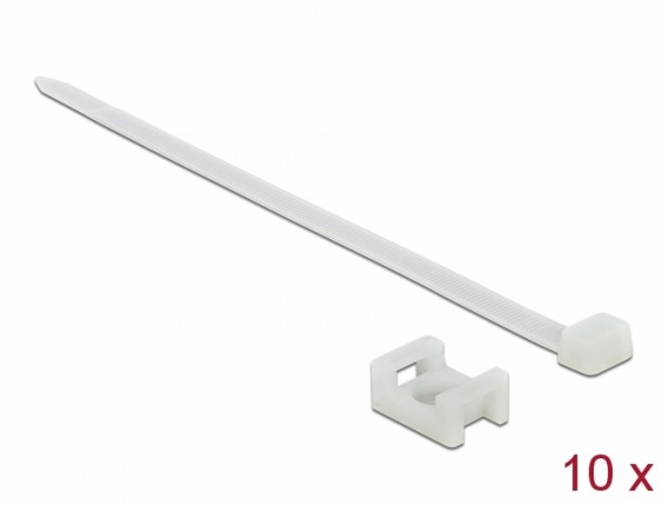Schraubhalter 23 x 16 mm mit Kabelbinder L 150 x B 7,2 mm weiß, Delock® [18885]
