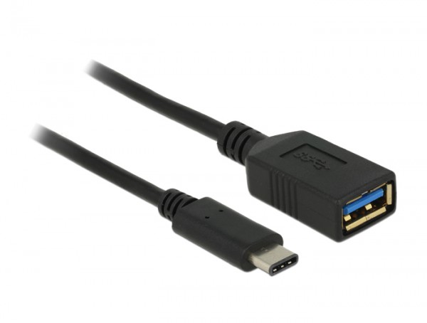 Adapter SuperSpeed USB (USB 3.1, Gen 1) USB Type-C™ Stecker an USB Typ A Buchse 15 cm schwarz, Delock® [65634]