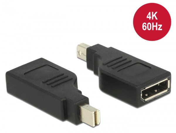 Adapter mini DisplayPort 1.2 Stecker an DisplayPort Buchse 4K 90° gedreht schwarz, Delock® [65626]