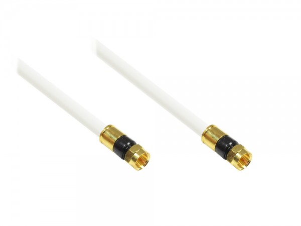 SAT Antennenkabel, F-Kompressionsstecker beidseitig (vergoldet), 5x geschirmt (class A, >100dB / 75 Ohm), CU, weiß, 1,5m, Good Connections®
