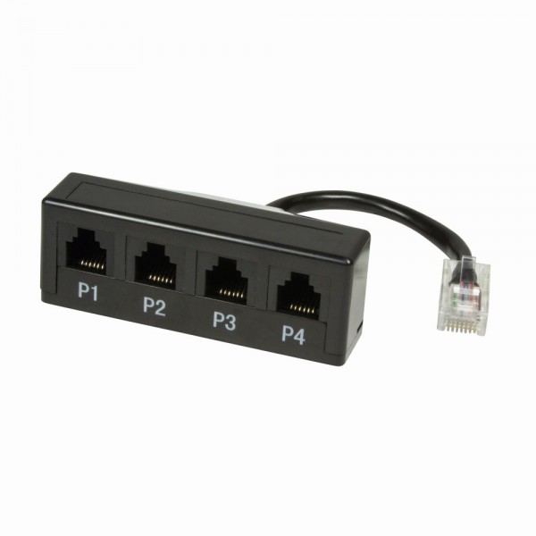 Modular Adapter, 4-Port, 1x RJ45-Stecker an 4x RJ11-Buchse, LogiLink® [MP0036]