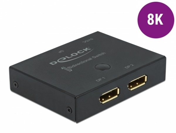 DisplayPort 2 - 1 Umschalter bidirektional 8K 30 Hz, Delock® [11478]