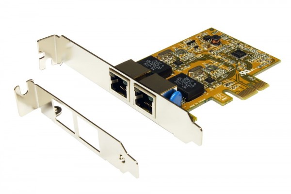 PCIe Dual Ethernet Karte mit 2x Gigabit-Ports, inkl. Low Profile Bügel (Realtek Chip-Set RTL 8111E), Exsys® [EX-6072-3]
