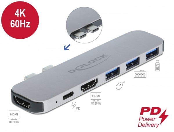 Dockingstation für MacBook Dual HDMI 4K / PD / Hub, Delock® [87753]