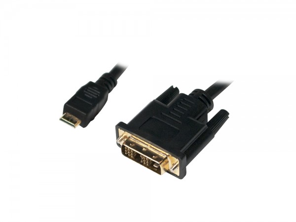Mini-HDMI auf DVI-D Kabel, Stecker an Stecker, schwarz, 1m, LogiLink® [CHM002]