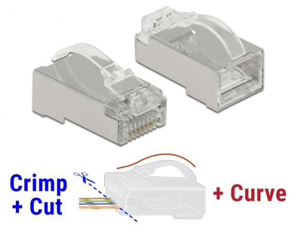 RJ45 Crimp+Cut+Curve Stecker Cat.6 STP 20 Stück, Delock® [86474]