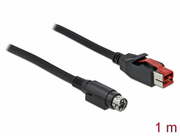 PoweredUSB Kabel Stecker 24 V zu Mini-DIN 3 Pin Stecker 1 m für POS Drucker und Terminals, Delock® [85945]