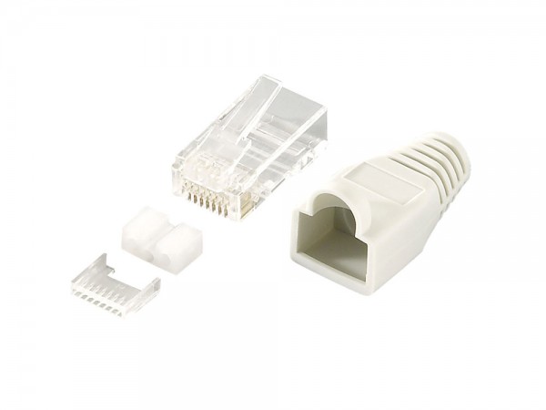 Modular Stecker Cat.6 RJ45 100 Stück, ungeschirmt, graue Tülle, LogiLink® [MP0023]