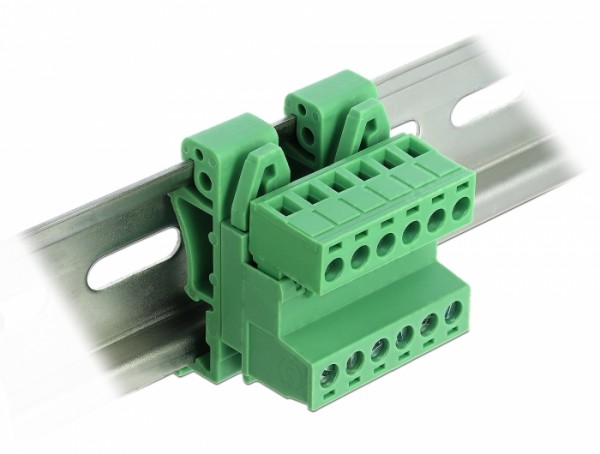 Terminalblock Set für Hutschienen, 6-Pin, mit Rastermaß 5,08mm, gewinkelt, Delock® [66080]