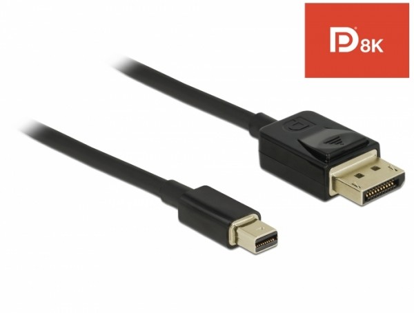 Mini DisplayPort an DisplayPort Kabel, 8K @60Hz, DP 8K zertifiziert, schwarz, 2m, Delock® [84928]