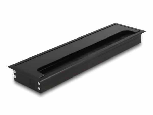 Kabeldurchführung für Tischeinbau mit Bürste 300 x 80 x 28 mm schwarz, Delock® [66858]