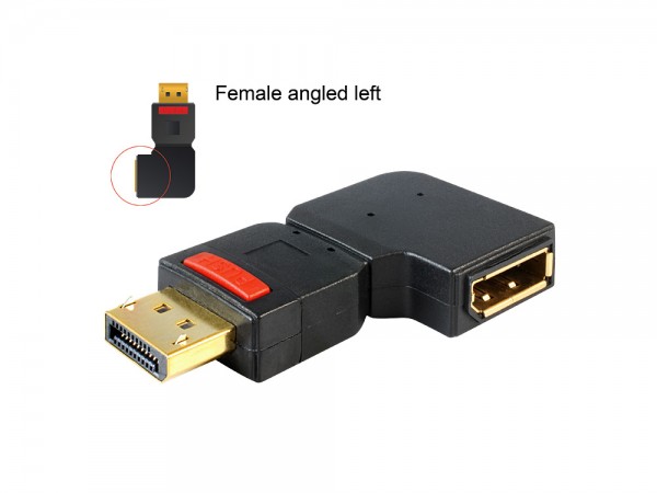 Adapter Displayport Stecker an Displayport Buchse gewinkelt links, Delock® [65377]