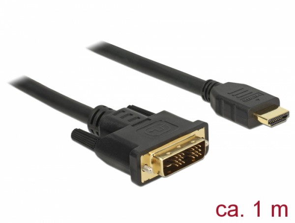 Kabel DVI 18+1 Stecker an HDMI-A Stecker, schwarz, 1m, Delock® [85582]