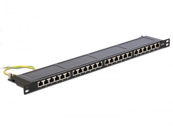 19" Patchpanel 24 Port Cat.6 0.5 HE schwarz, Delock® [43316]