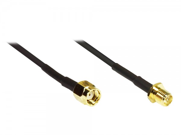 WLAN Antennen Verlängerungskabel, SMA reversed Buchse auf SMA reversed Stecker, 2m, Good Connections®
