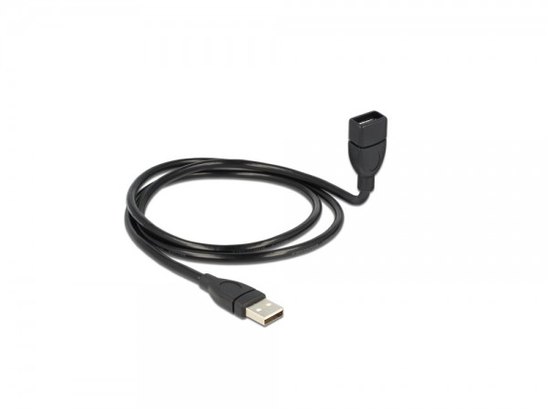 Verlängerungskabel USB 2.0 Stecker A an Buchse A, ShapeCable, schwarz, 1m, Delock® [83500]