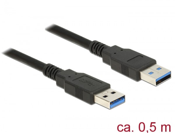 Kabel USB 3.0 Typ-A Stecker an USB 3.0 Typ-A Stecker, schwarz, 0,5m, Delock® [85059]
