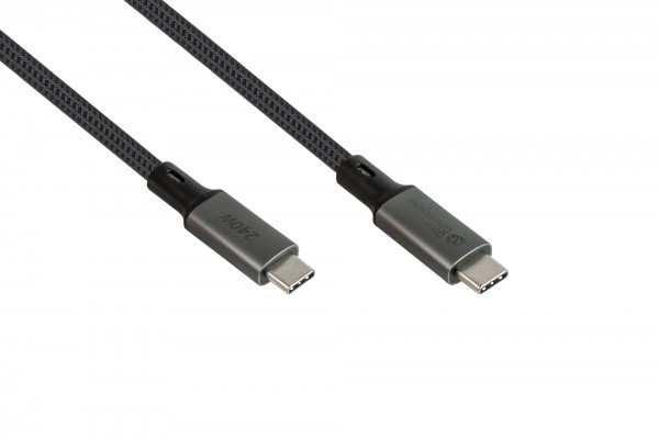 USB 4.0 Gen. 3x2 Kabel (40GBit/s, 240W, 8K@60Hz), USB-C™ Stecker an USB-C™ Stecker, Koaxialkabel, anthrazit, 1m, Good Connections®