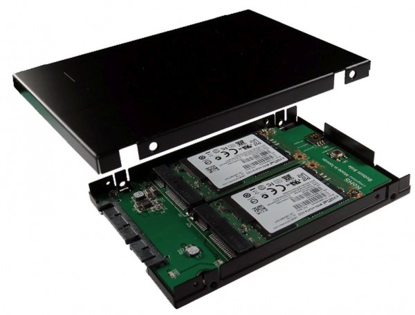 SATA3 zu mSATA SSD, RAID 0/1 Controller mit 2.5" Gehäuserahmen (Höhe 9.5mm), Exsys® [EX-3683]
