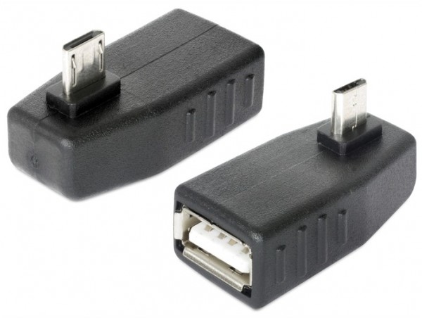 Adapter USB micro-B Stecker an USB 2.0-A Buchse, OTG 90° gewinkelt, Delock® [65474]