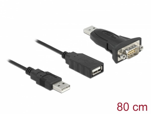 Adapter USB 2.0 Typ-A zu 1 x Seriell RS-232 D-Sub 9 Pin Stecker mit Muttern, Delock® [61506]