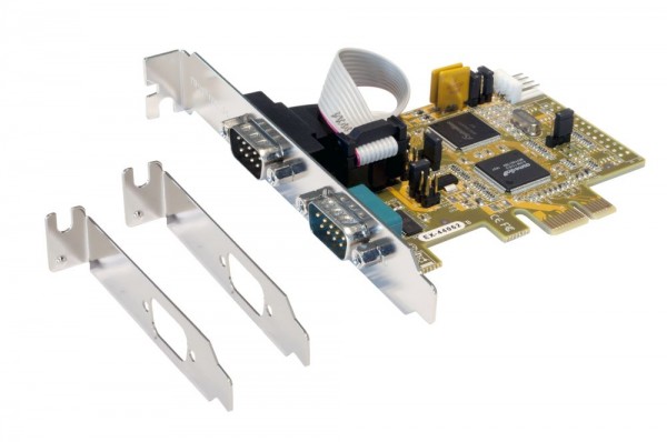 PCIe 2S Seriell RS232 Karte inkl. Low Profil Bügel (SystemBase Chip-Set), Exsys® [EX-44062]