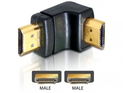 Adapter, HDMI Stecker an HDMI Stecker, 90° gewinkelt, unten, Delock® [65073]