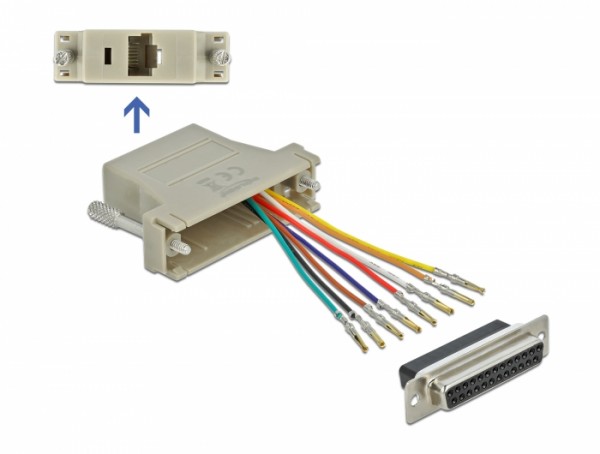 Adapter D-Sub 25 Pin Buchse zu RJ45 Buchse Montagesatz grau, Delock® [65600]