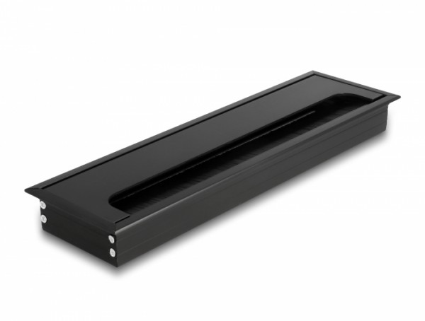 Kabeldurchführung für Tischeinbau mit Bürste 280 x 80 x 28 mm schwarz, Delock® [66857]