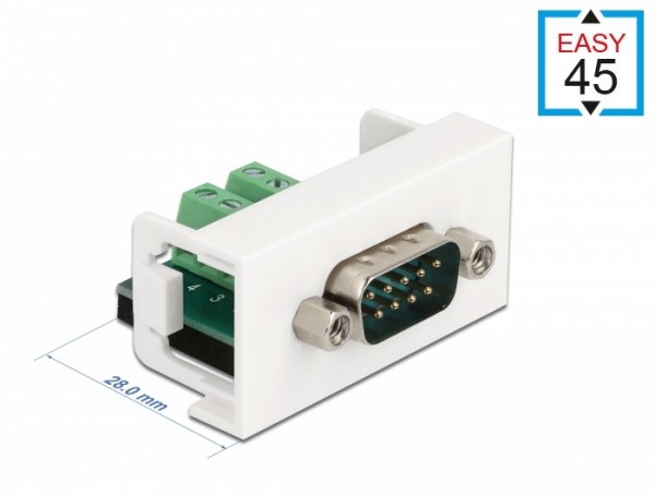 Easy 45 Modul D-Sub 9 Pin Stecker zu 10 Pin Terminalblock 22,5 x 45 mm, Delock® [81351]