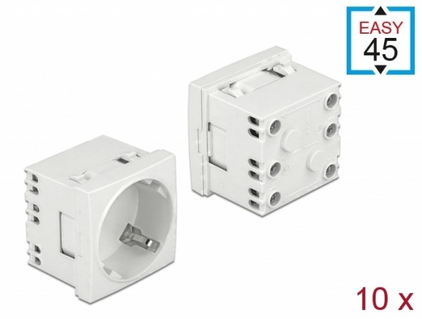 Easy 45 Schutzkontakt-Steckdose 45°-Anordnung erweiterbar 45 x 45 mm 10 Stück, Delock® [81324]