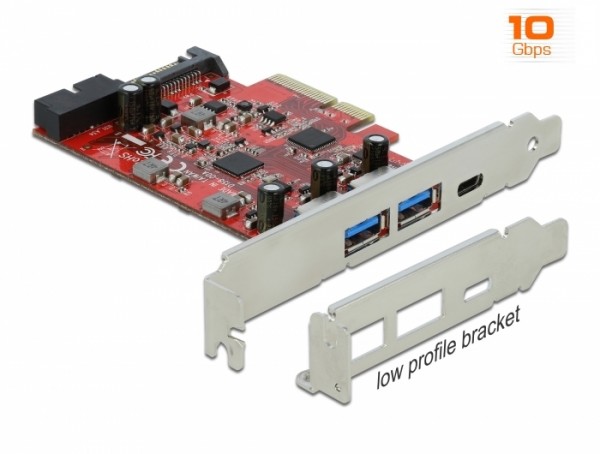 PCI Express x4 Karte zu 1 x extern USB Type-C™ Buchse + 2 x extern USB Typ-A Buchse SuperSpeed USB 10 Gbps (USB 3.2 Gen 2) + 1 x intern USB 3.0 Pfoste