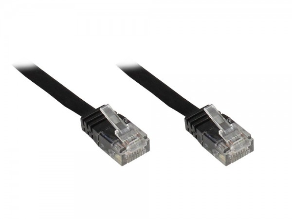 Patchkabel, Cat. 6, U/UTP, FLACHKABEL, schwarz, 7,5m, Good Connections®