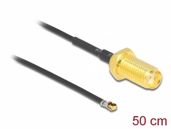 Antennenkabel SMA Buchse zum Einbau zu MHF® 4L LK Stecker 1.37 50 cm Gewindelänge 10 mm, Delock® [12666]