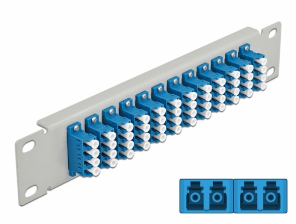 10? LWL Patchpanel 12 Port LC Quad blau 1 HE grau, Delock® [66796]