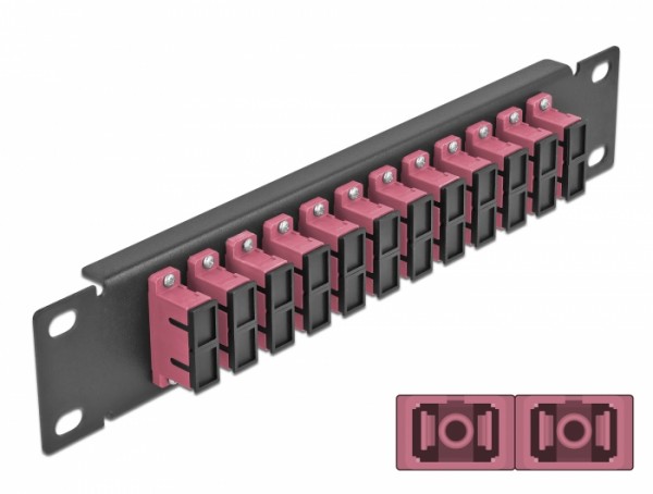 10? LWL Patchpanel 12 Port SC Duplex violett 1 HE schwarz, Delock® [66775]