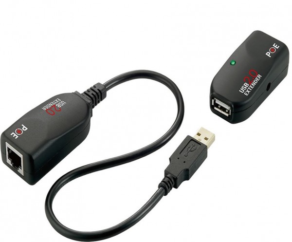 USB 2.0 Cat.5/6 Extender bis 50 Meter, 1-Port, ohne Treiber und Software, unterstützt PoE, Exsys® [EX-1441-2]