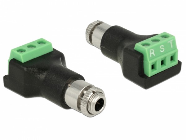 Terminalblock 3 Pin an Klinkenbuchse 3,5 mm zum Einbau, Delock® [65878]