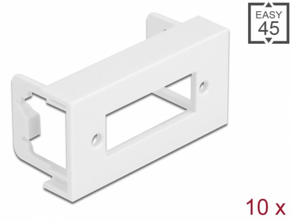Easy 45 Modulblende Rechteck-Ausschnitt für LWL SC Duplex Kupplung, 45 x 22,5 mm 10 Stück weiß, Delock® [81374]