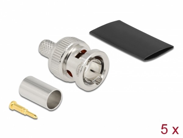 BNC Stecker zum Crimpen RG59 mit passendem Schrumpfschlauch, Delock® [90025]