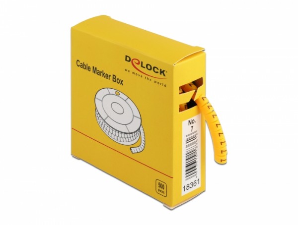 Kabelmarker Box, Nr: 7, gelb, 500 Stück, Delock® [18361]