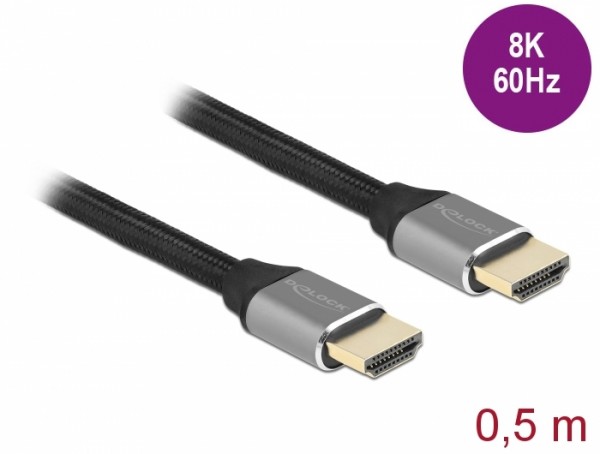 Ultra High Speed HDMI Kabel 48 Gbps 8K 60 Hz grau 0,5 m zertifiziert, Delock® [83994]