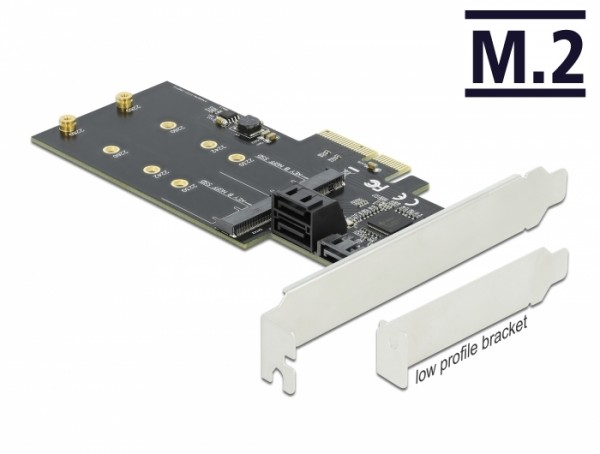 3 Port SATA und 2 Slot M.2 Key B PCI Express x4 Karte - Low Profile Formfaktor, Delock® [90499]