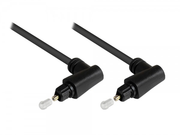 Anschlusskabel Toslink Stecker 90° gewinkelt an Stecker 90° gewinkelt, Ø 4mm, schwarz, 2m, Good Connections®