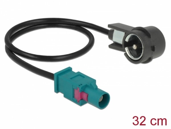 Antennenkabel FAKRA Z Stecker an ISO Stecker RG-174 30 cm schwarz, Delock® [85722]